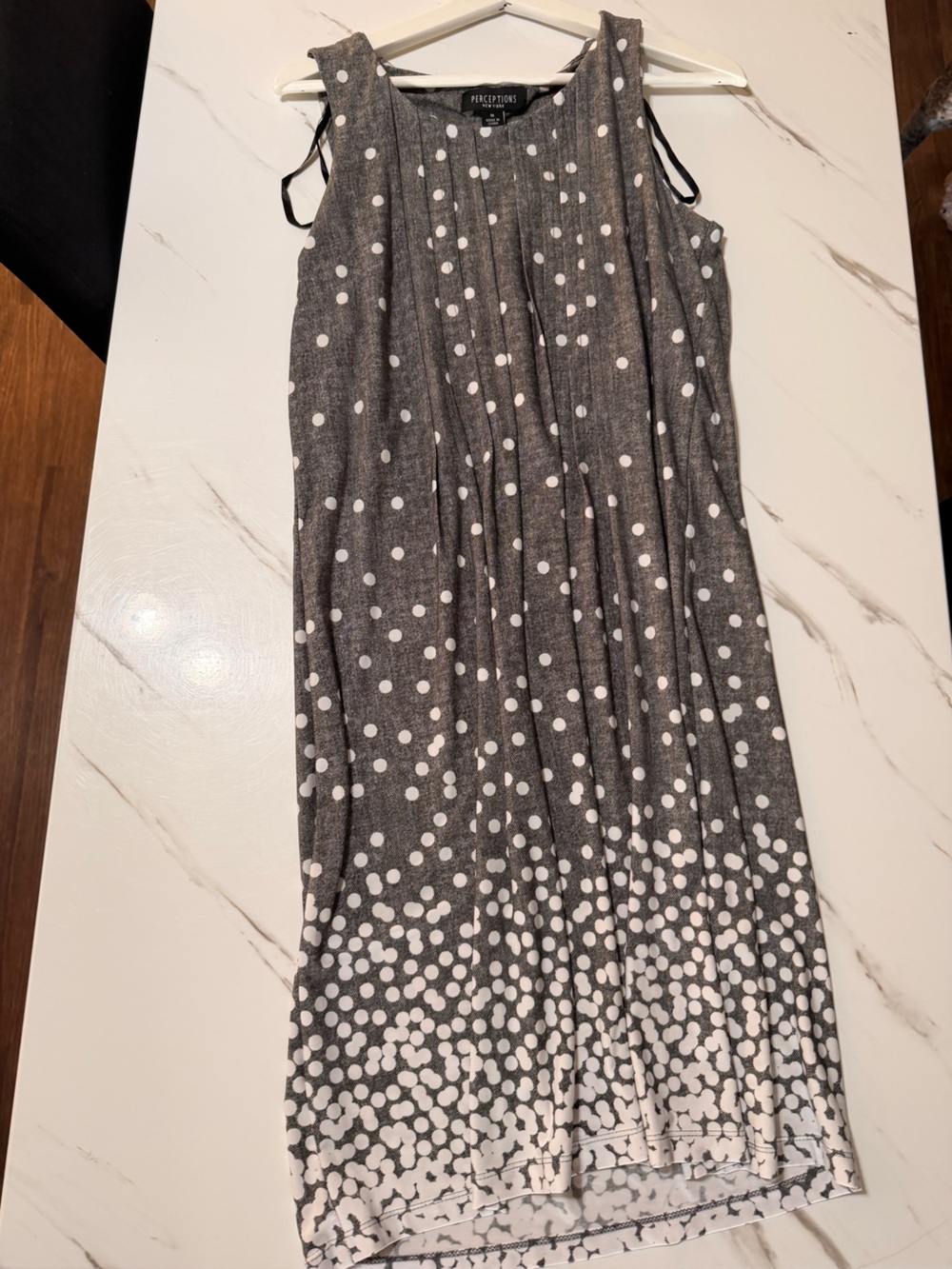Perceptions Gray and White Polka Dot Maxi Skirt